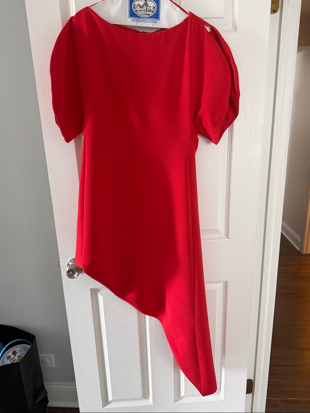 Zara Coral-Red Asymmetrical High-Low Dress - Picture 2 of 5